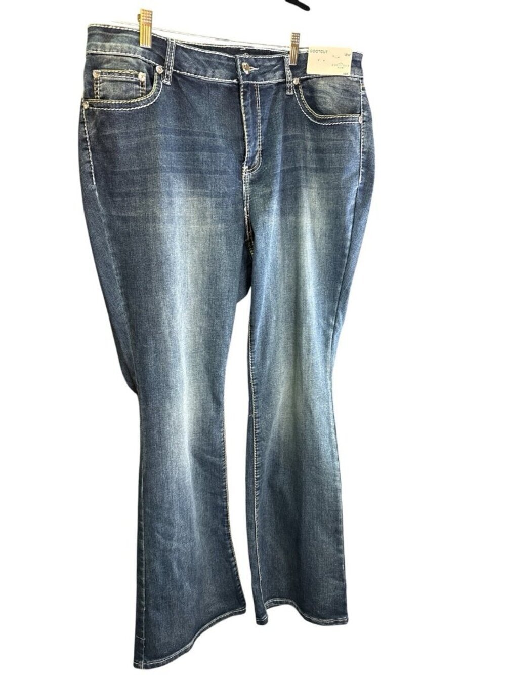 Boutique Plus Bootcut Jeans Dark Wash Rhinestone Denim  Bling Size 18W NWT